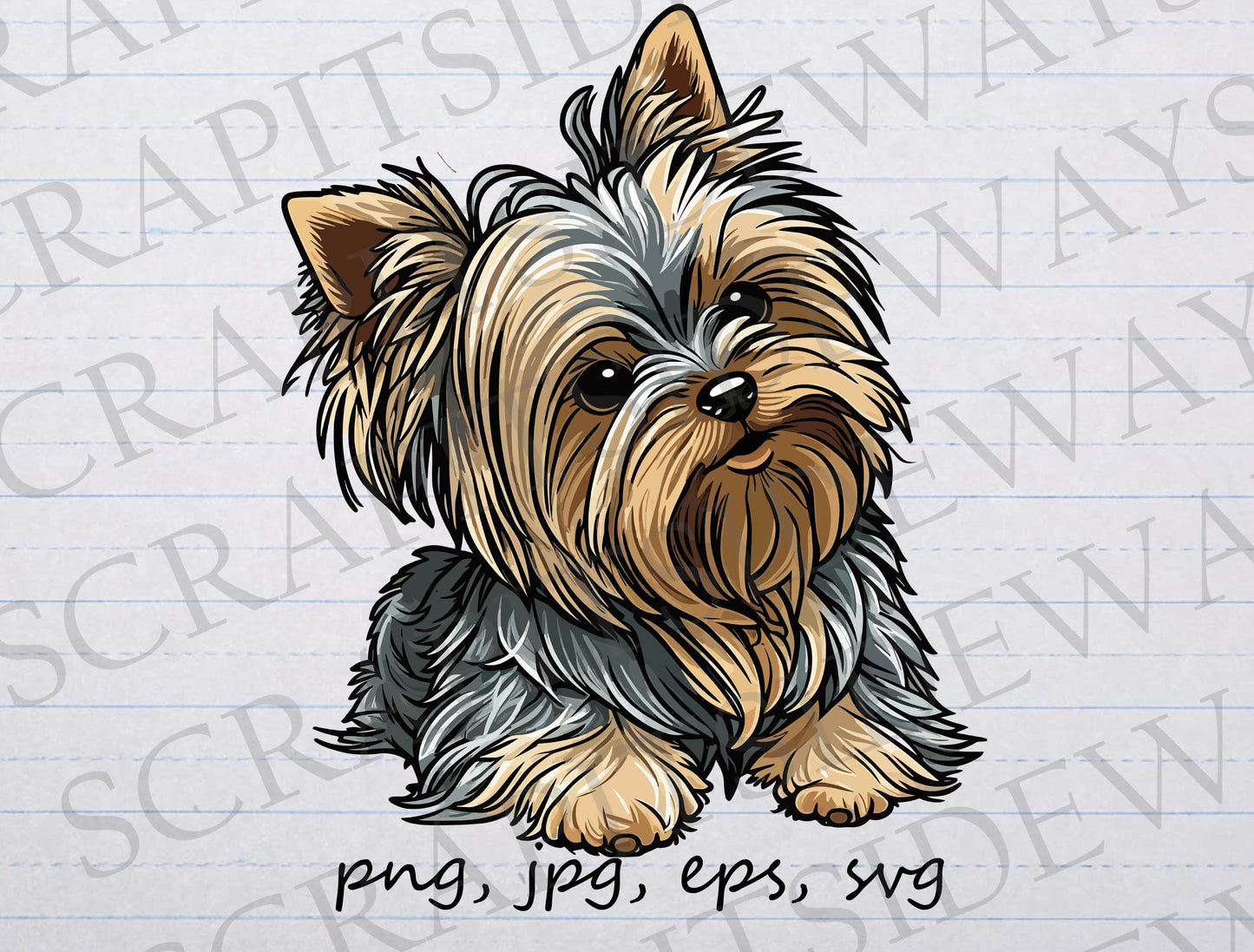 Cute Yorkie clipart vector graphic svg png jpg eps dog puppy Yorkshire terrier
