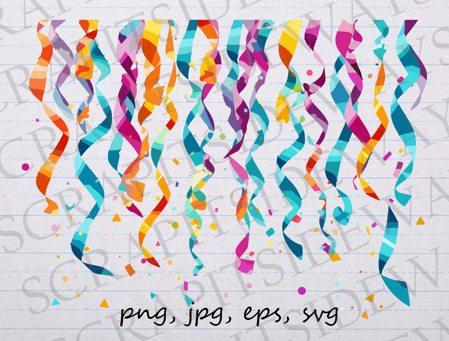 Colorful Streamers clipart vector graphic svg png jpg eps explosion party celebration birthday confetti