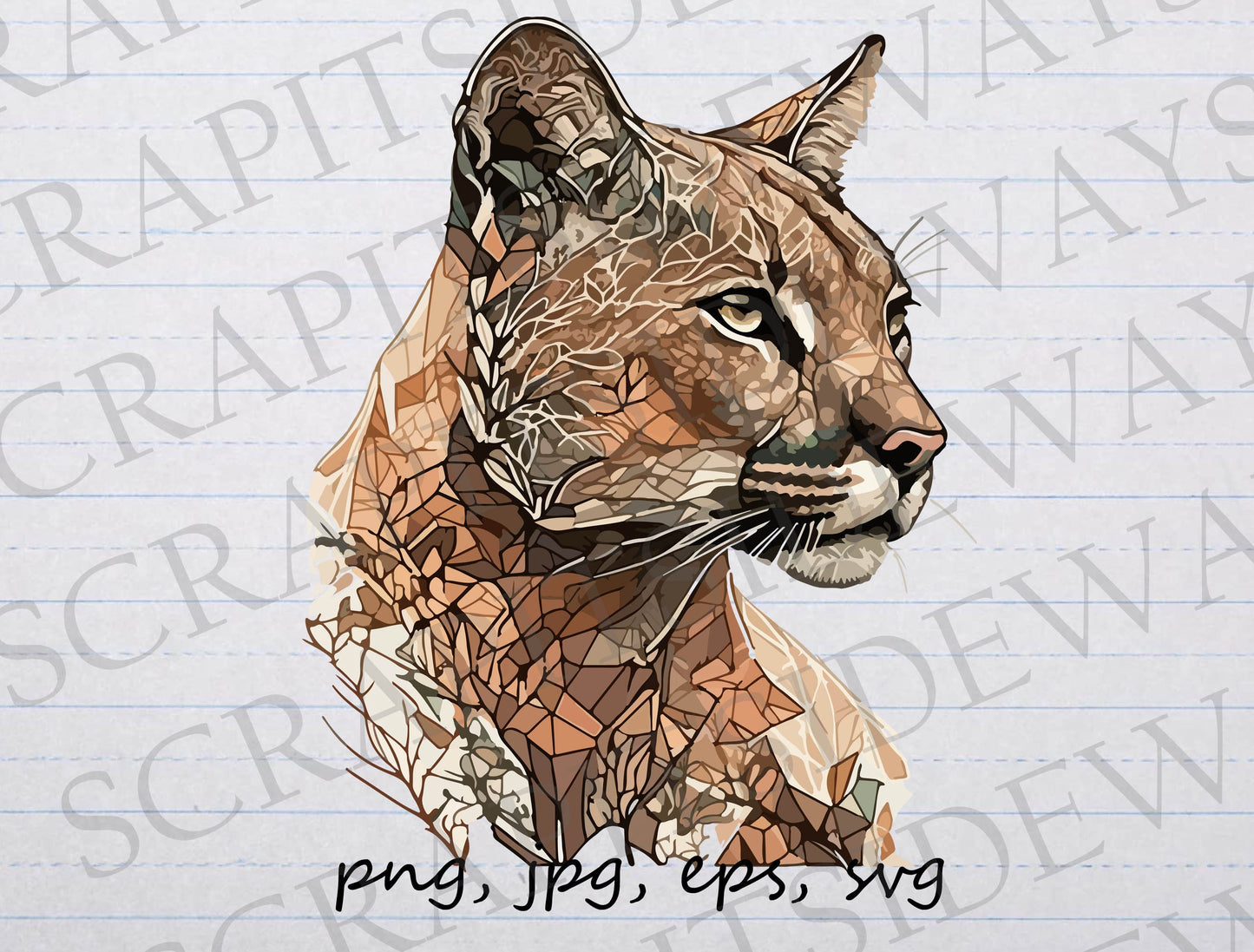 Geometric cougar clipart vector graphic svg png jpg eps forest animal