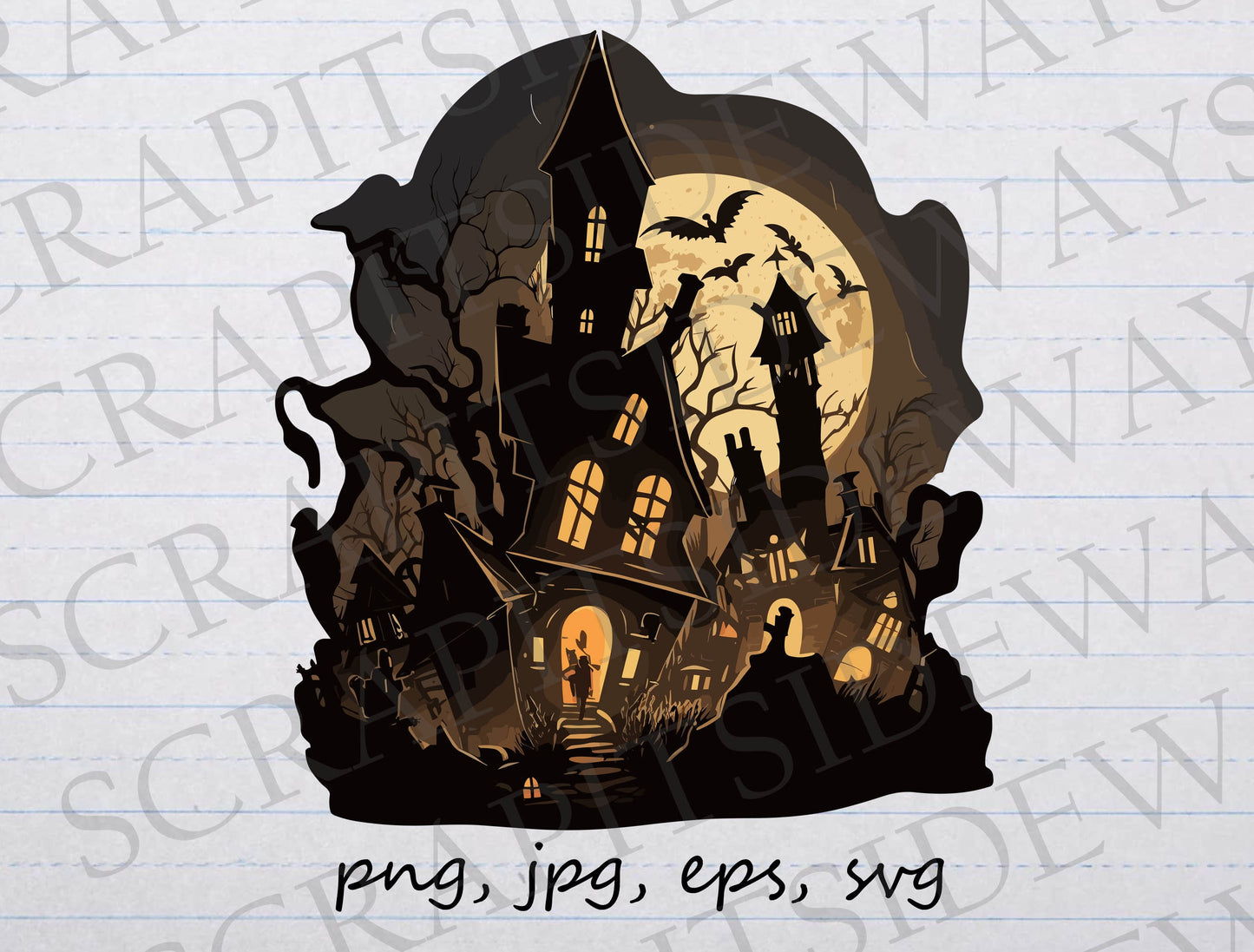 Haunted house clipart vector graphic svg png jpg eps Halloween