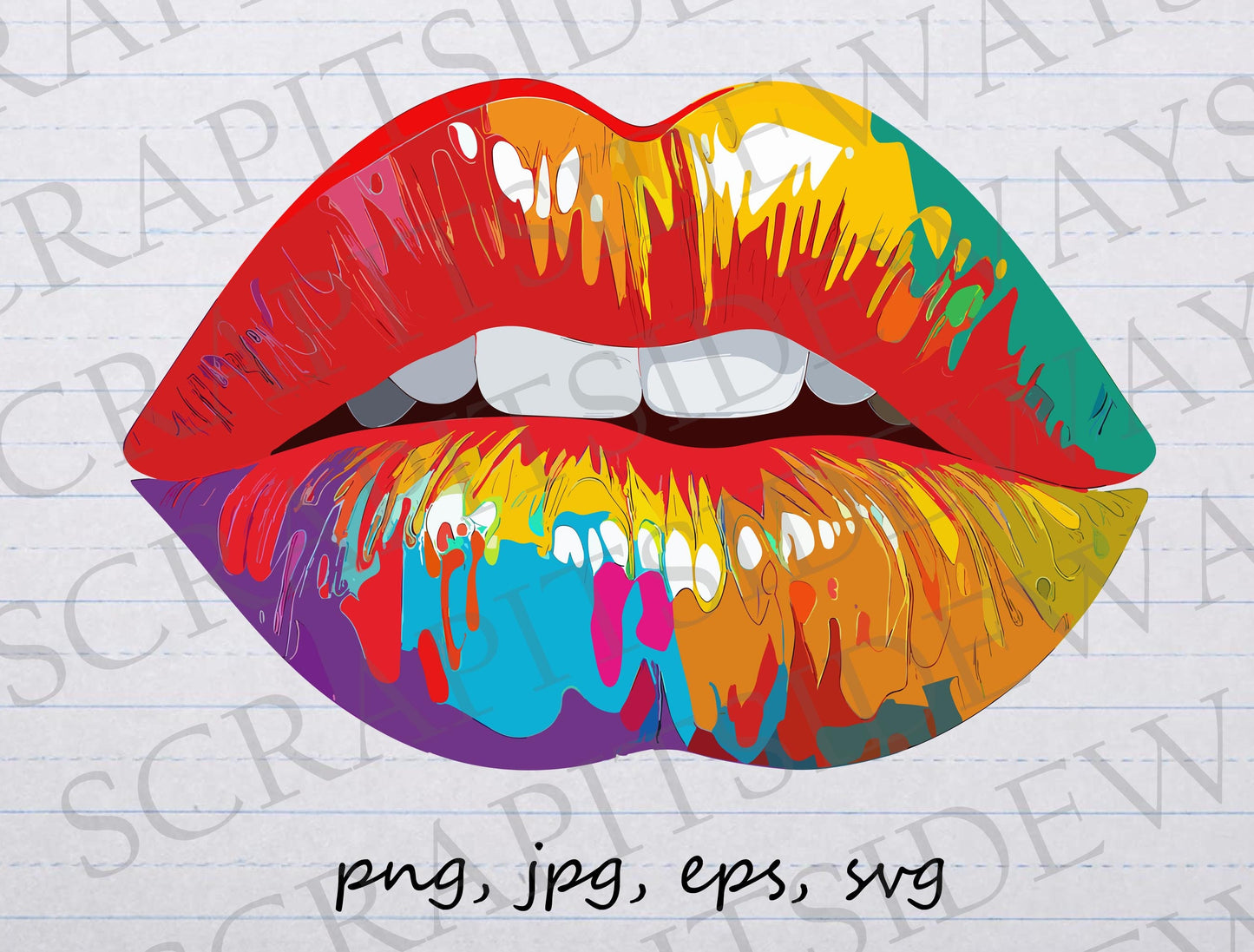 Colorful lips clipart vector graphic svg png jpg eps woman mouth