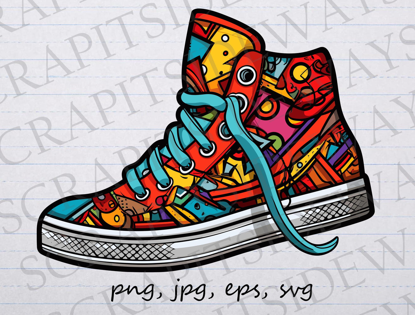 Colorful Sneaker clipart vector graphic svg png jpg eps shoe sneakerhead sneaker head doodle art sneaker