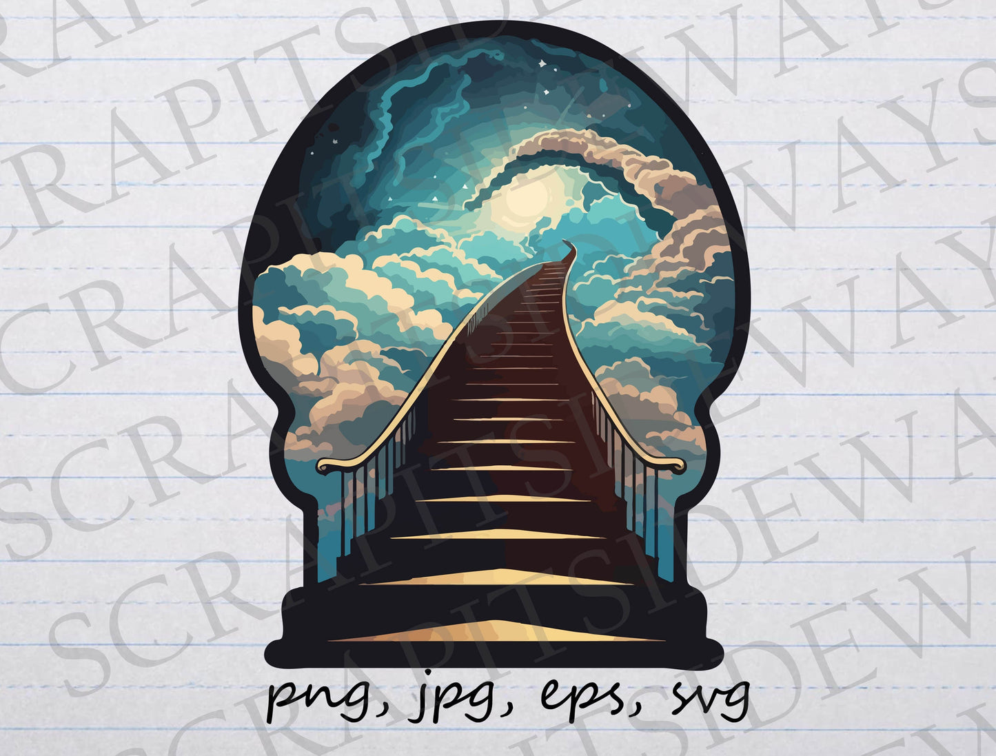 Stairway to heaven 2 clipart vector graphic svg png jpg eps stairs to space