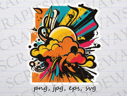 Graffiti explosion clipart vector graphic svg png jpg eps colorful graffiti