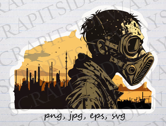 gas mask zombie clipart vector graphic svg png jpg eps apocalypse apocalyptic dystopian