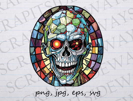 Stained glass zombie 3 clip art clipart vector graphic svg png jpg eps mosaic zombie, mosaic monster, classic monster