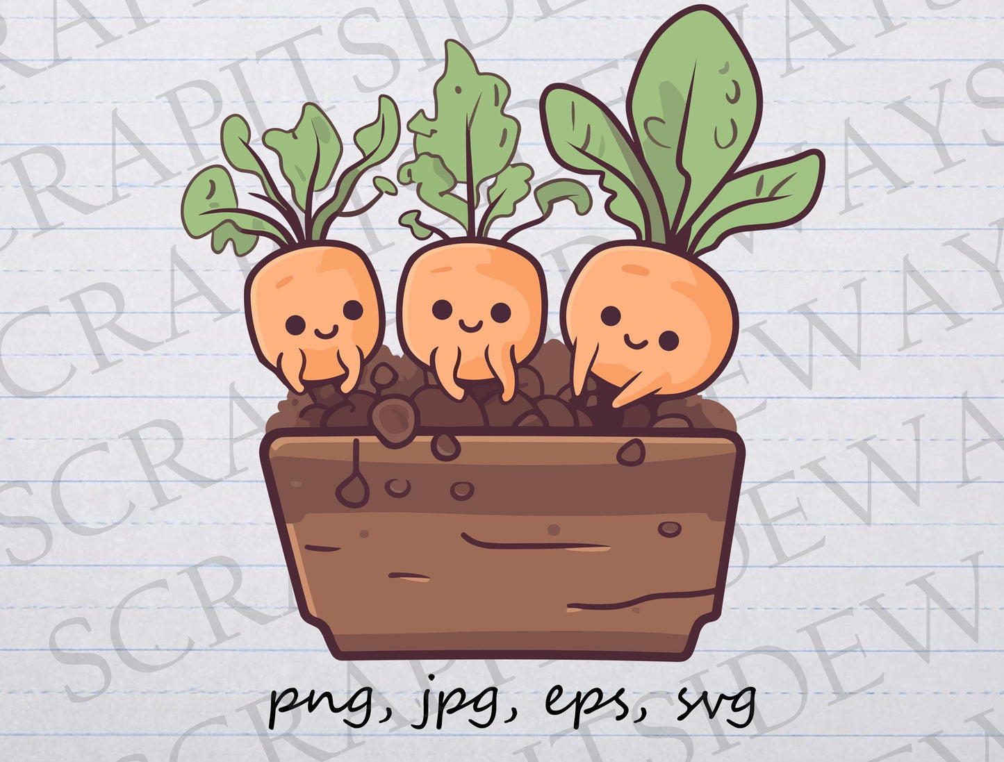 Cute kawaii root plants clipart vector graphic svg png jpg eps garden rutabaga beet vegetarian vegan food