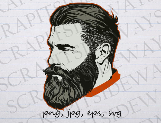 Man with beard clipart vector graphic svg png jpg eps sticker design t-shirt design hipster bearded man