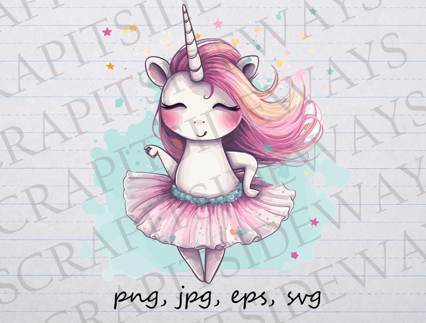 Unicorn Ballerina clipart vector graphic svg png jpg eps sticker design t-shirt design beautiful unicorn cute unicorn dancer