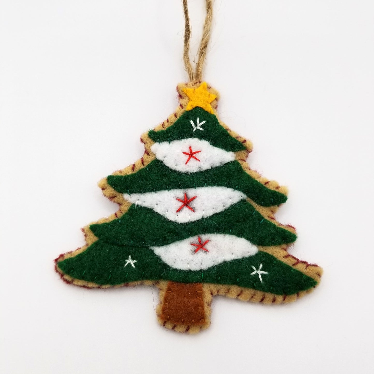 Felt Ornament pdf pattern Rustic Christmas Tree, wool embroidery template, sewing pattern, embroidered felt pdf, xmas, easy sewing template