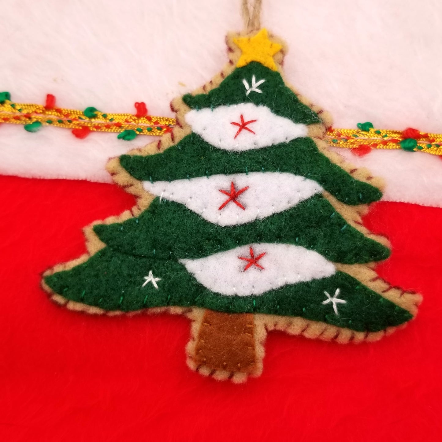 Felt Ornament pdf pattern Rustic Christmas Tree, wool embroidery template, sewing pattern, embroidered felt pdf, xmas, easy sewing template