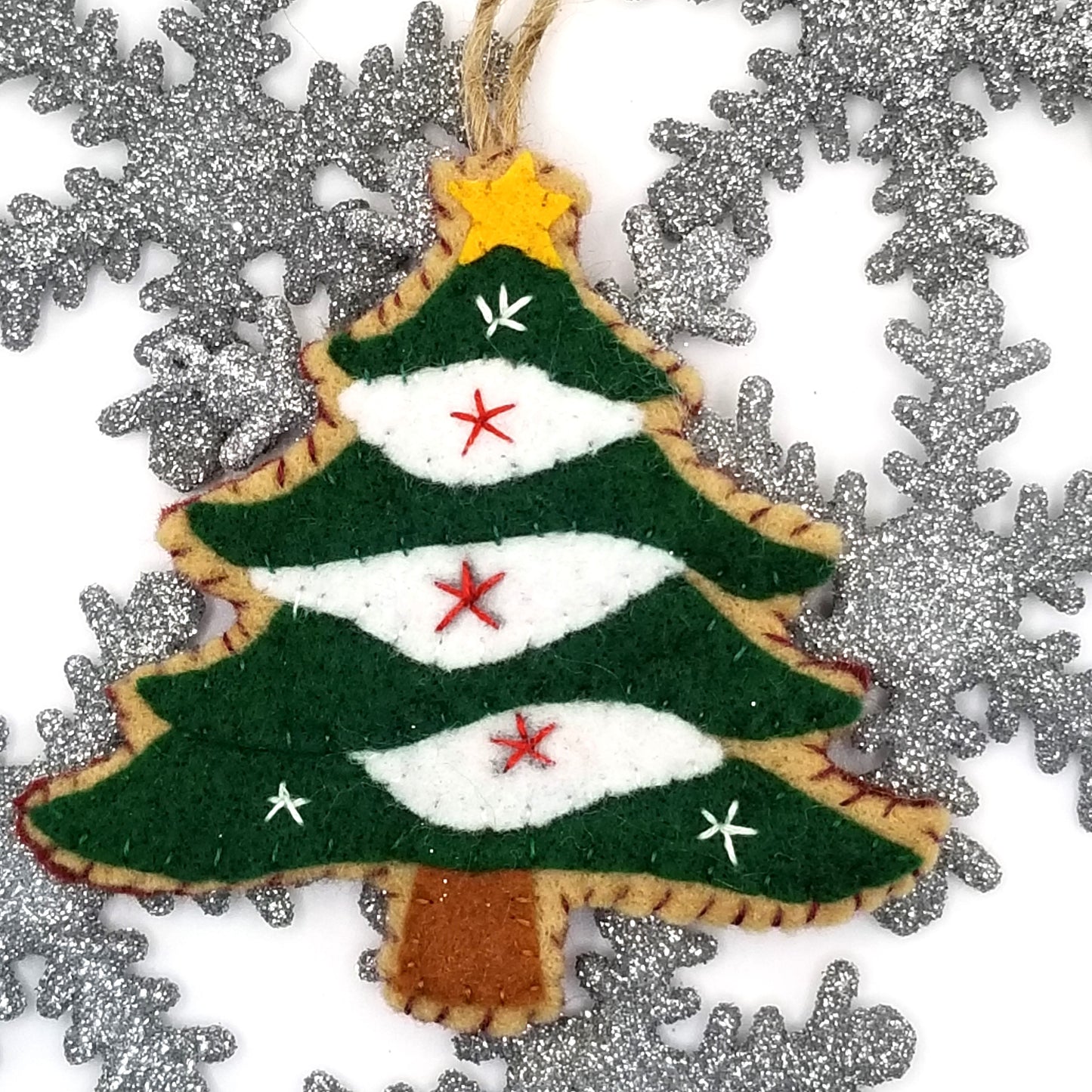 Felt Ornament pdf pattern Rustic Christmas Tree, wool embroidery template, sewing pattern, embroidered felt pdf, xmas, easy sewing template