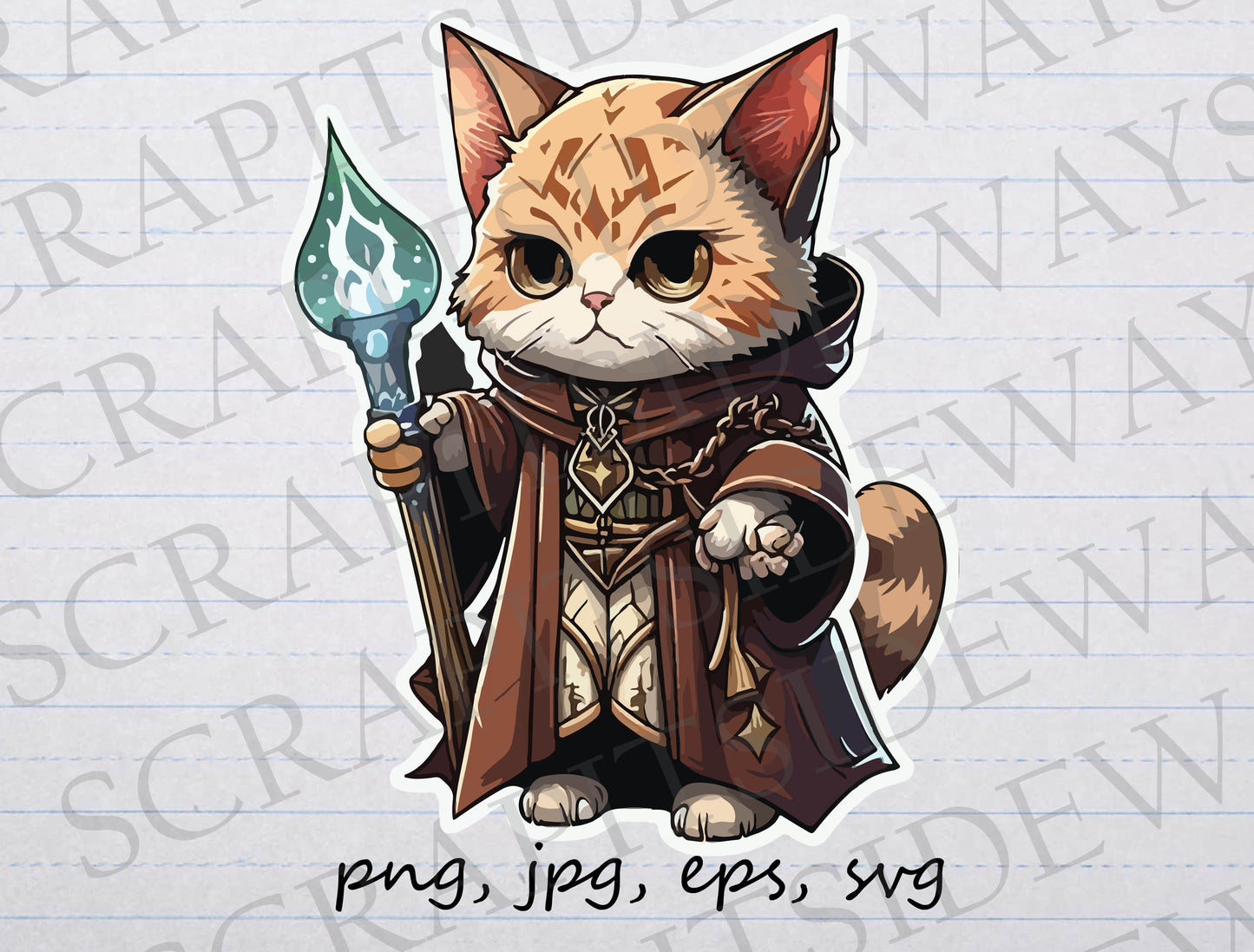 Cat dungeon master dungeons and dragons clipart vector graphic svg png jpg eps tabletop gaming