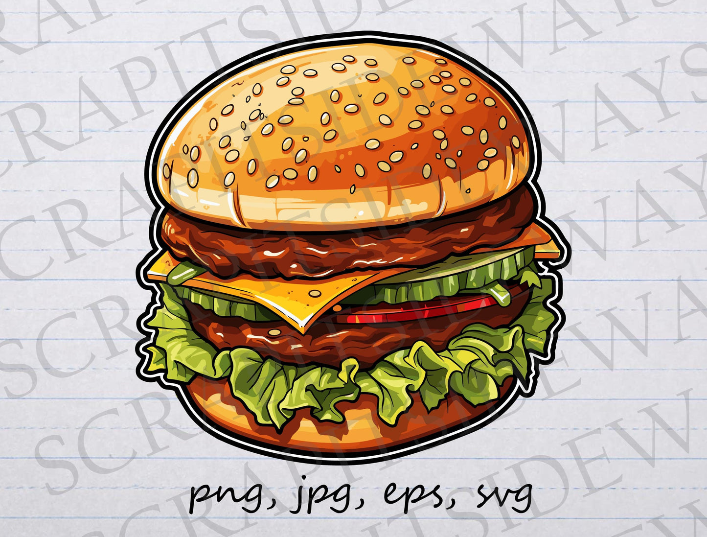 Cheeseburger clipart vector graphic svg png jpg eps hamburger cartoon food