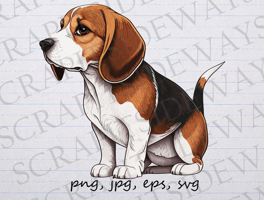 Cute Beagle clipart vector graphic svg png jpg eps dog puppy