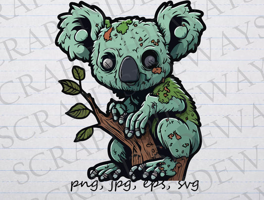 Koala zombie clipart vector graphic svg png jpg eps creepy koala halloween spooky