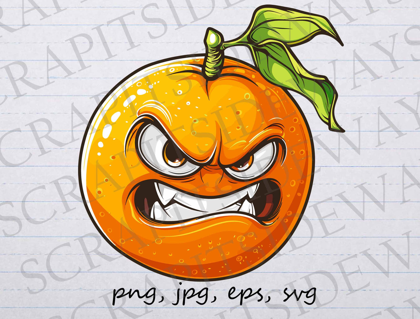 Angry orange clipart vector graphic svg png jpg eps funny food funny orange mad orange grumpy orange