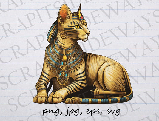 King Tut Egyptian cat clipart vector graphic svg png jpg eps Egypt kitty pharaoh