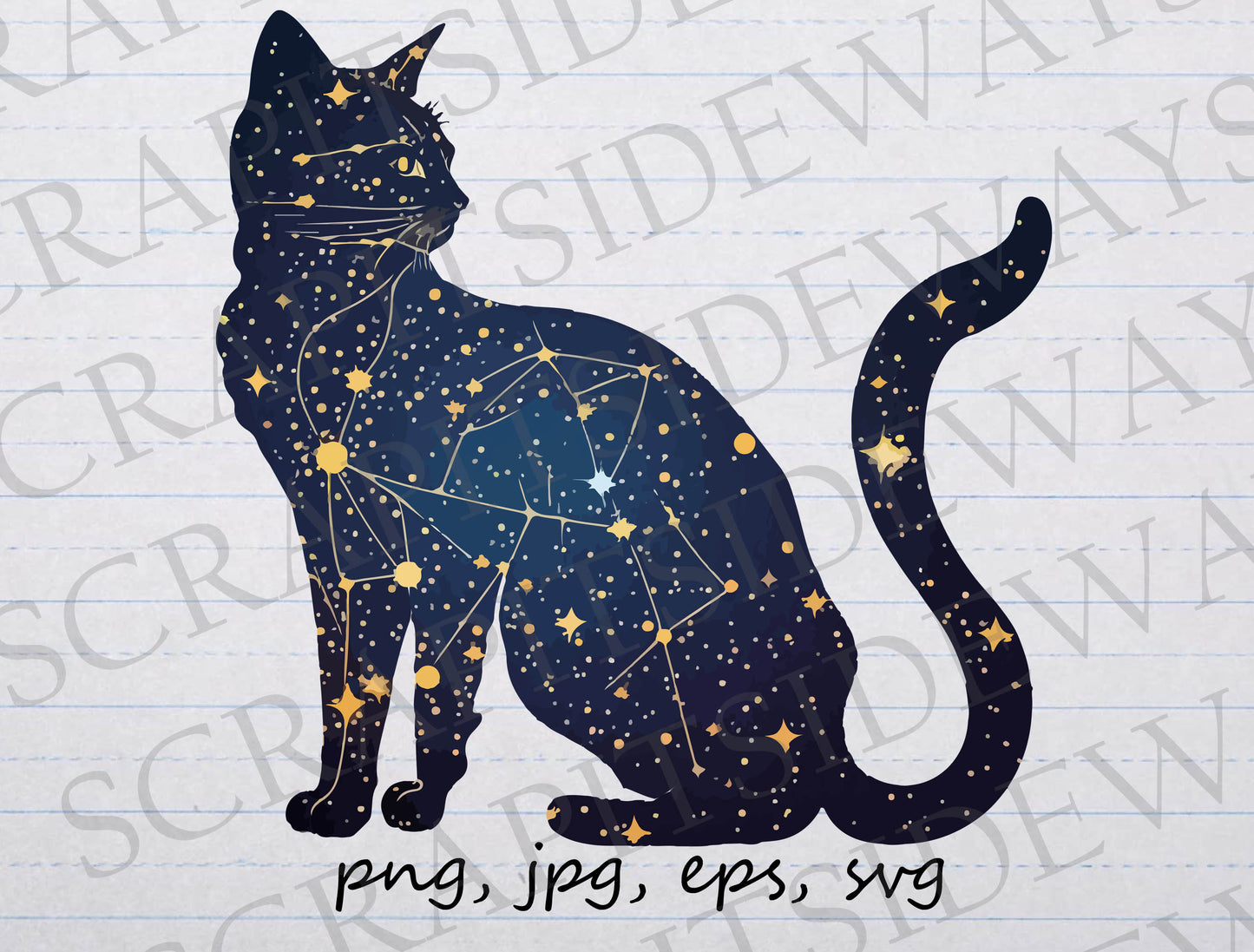 Constellation cat clipart vector graphic svg png jpg eps kitten stars night sky celestial