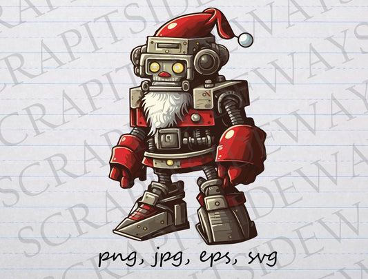 Robot Santa Claus clipart vector graphic svg png jpg eps Christmas robo