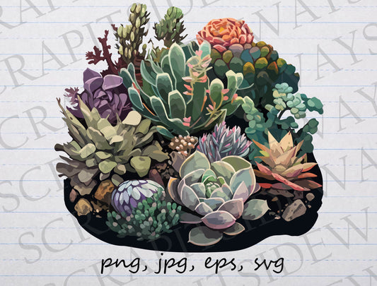 Succulents clipart vector graphic svg png jpg eps cacti cactus