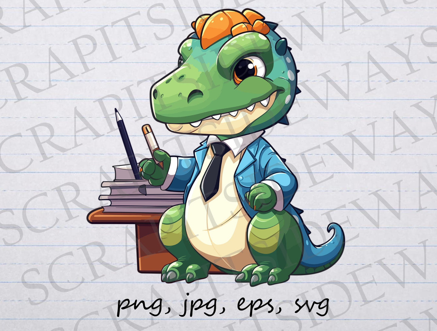 Dinosaur Teacher clipart vector graphic svg png jpg eps dino prof, dinosaur professor