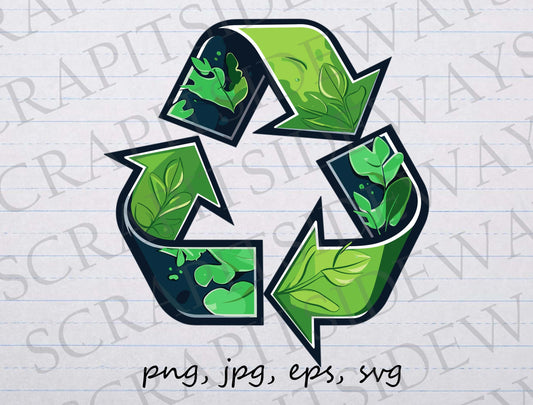 Plant recycle symbol clip art clipart vector graphic svg png jpg eps, recycling symbol, save the planet