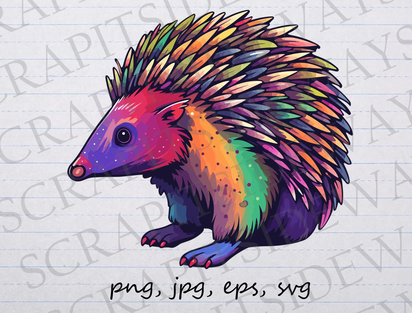 colorful hedgehog clipart vector graphic svg png jpg eps rainbow pet