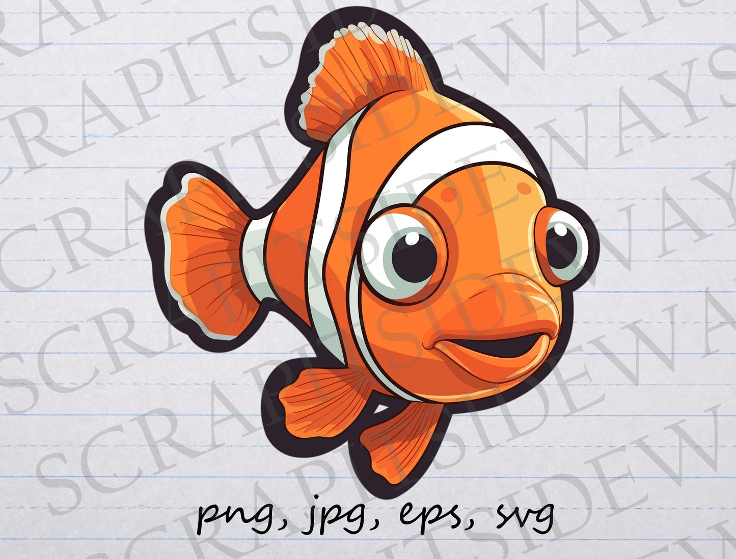 Cartoon clown fish clipart vector graphic svg png jpg eps fishing ocean sea life