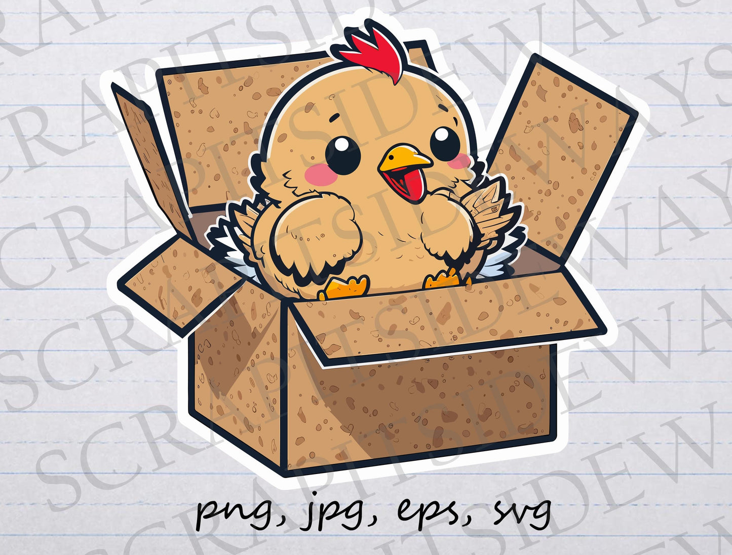 Baby chick in a box clipart vector graphic svg png jpg sticker design t-shirt design baby chicken