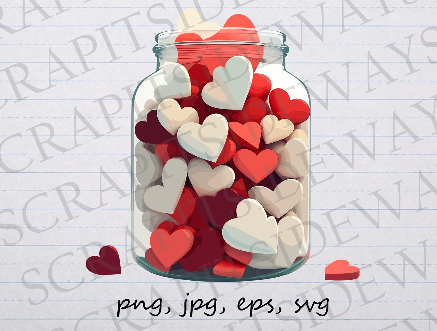 Jar of hearts clipart vector graphic svg png jpg eps sticker design love valentines day bottle of hearts