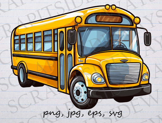 School bus clip art clipart vector graphic svg png jpg eps, coach, elementary school bus