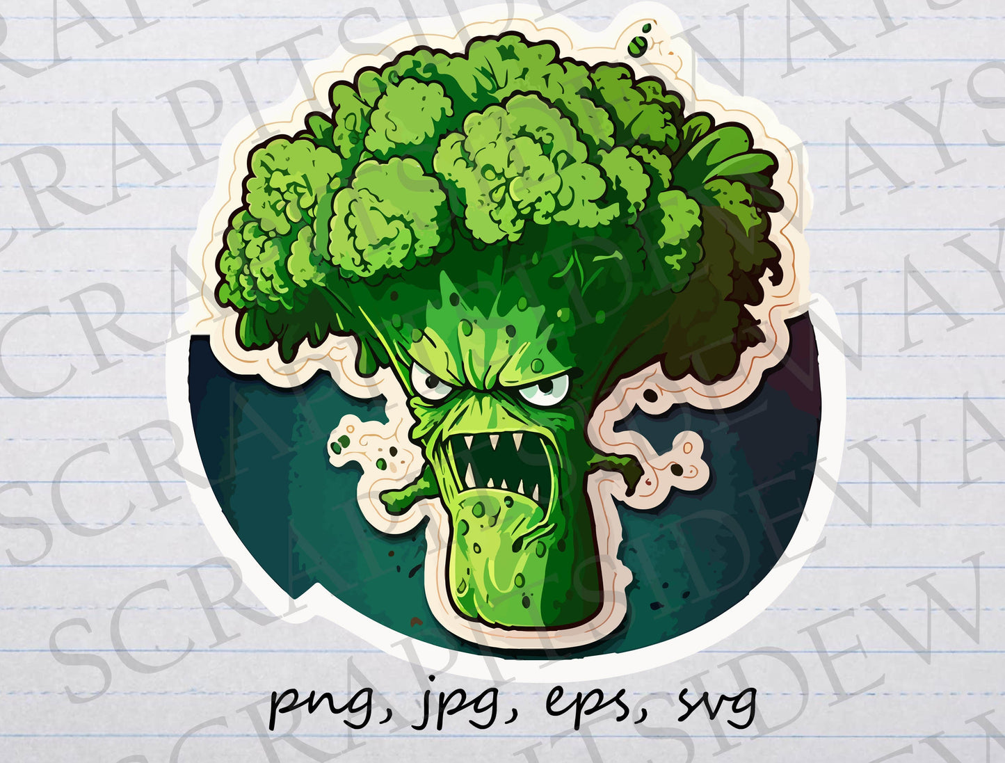 Evil broccoli clipart vector graphic svg png jpg eps mean food