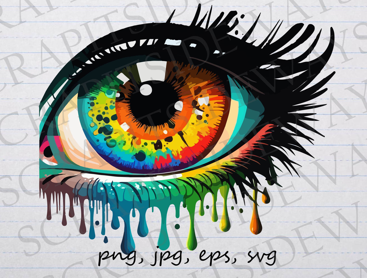 Colorful eye clipart vector graphic svg png jpg eps crying eye psychedelic