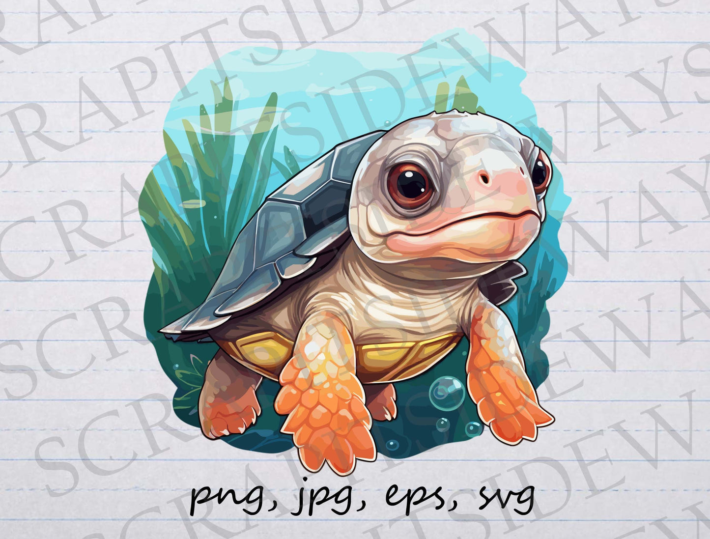 Sea Turtle clip art clipart vector graphic svg png jpg eps, cute turtle