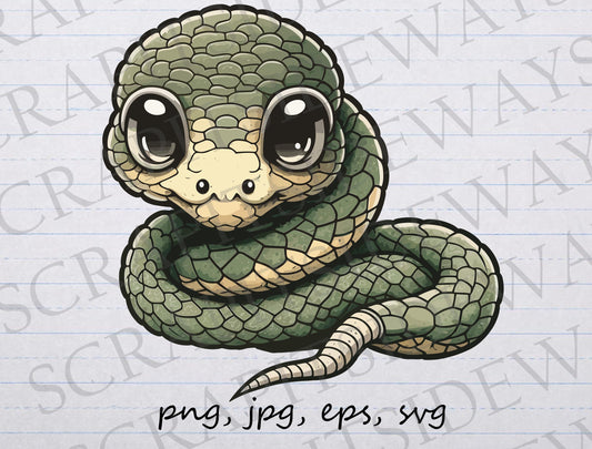 Cute baby snake clipart vector graphic svg png jpg eps t-shirt design sticker design