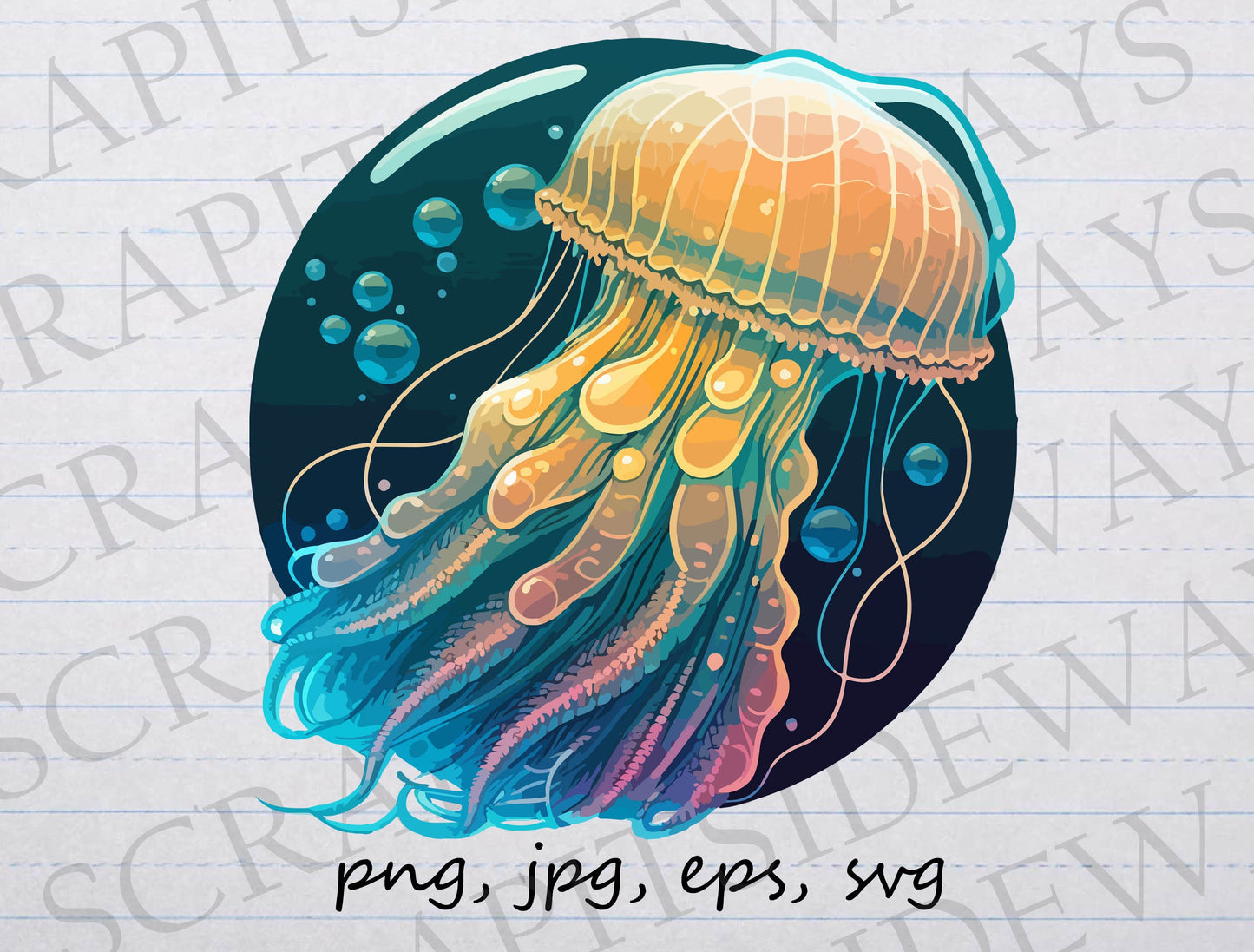 Beautiful jellyfish clipart vector graphic svg png jpg eps under the sea sea life ocean