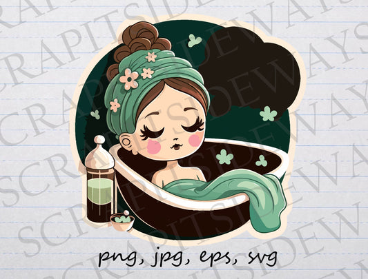 Spa Day clipart vector graphic svg png jpg eps relaxing bath self care