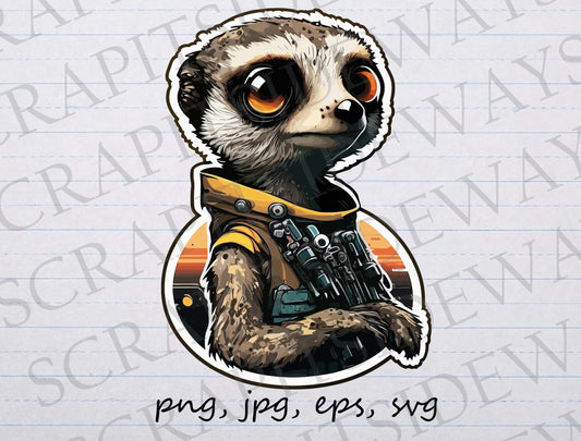 Sci fi meerkat clip art clipart vector graphic svg png jpg eps, futuristic animal