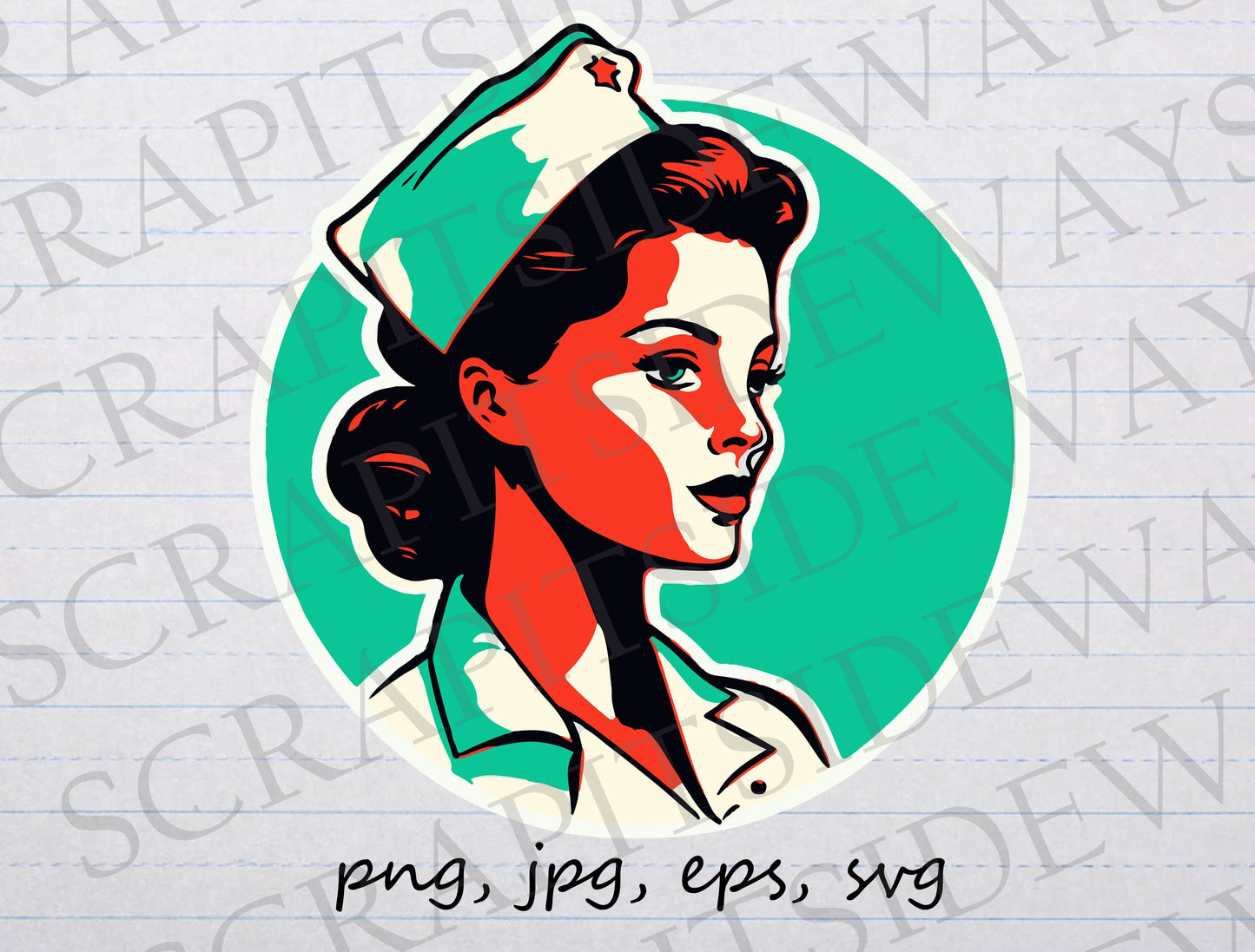 Pop art Nurse clipart vector graphic svg png jpg eps nursing hospital first responder