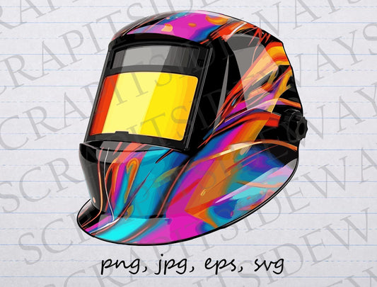 Colorful welding helmet clipart vector graphic svg png jpg eps welder car guy car girl welder girl