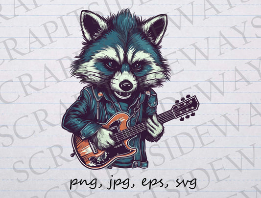 Punk rock Raccoon clipart vector graphic svg png jpg eps, heavy metal, deathcore, rock and roll, punk raccoon