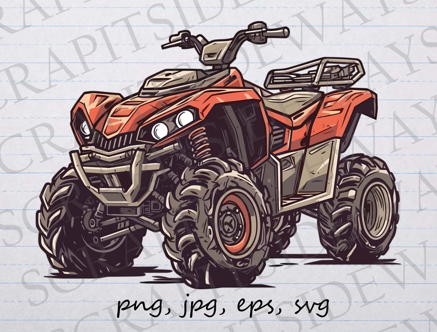 Quad 2 Truck clip art clipart vector graphic svg png jpg eps, off-roading vehicle, ATV, mud runner