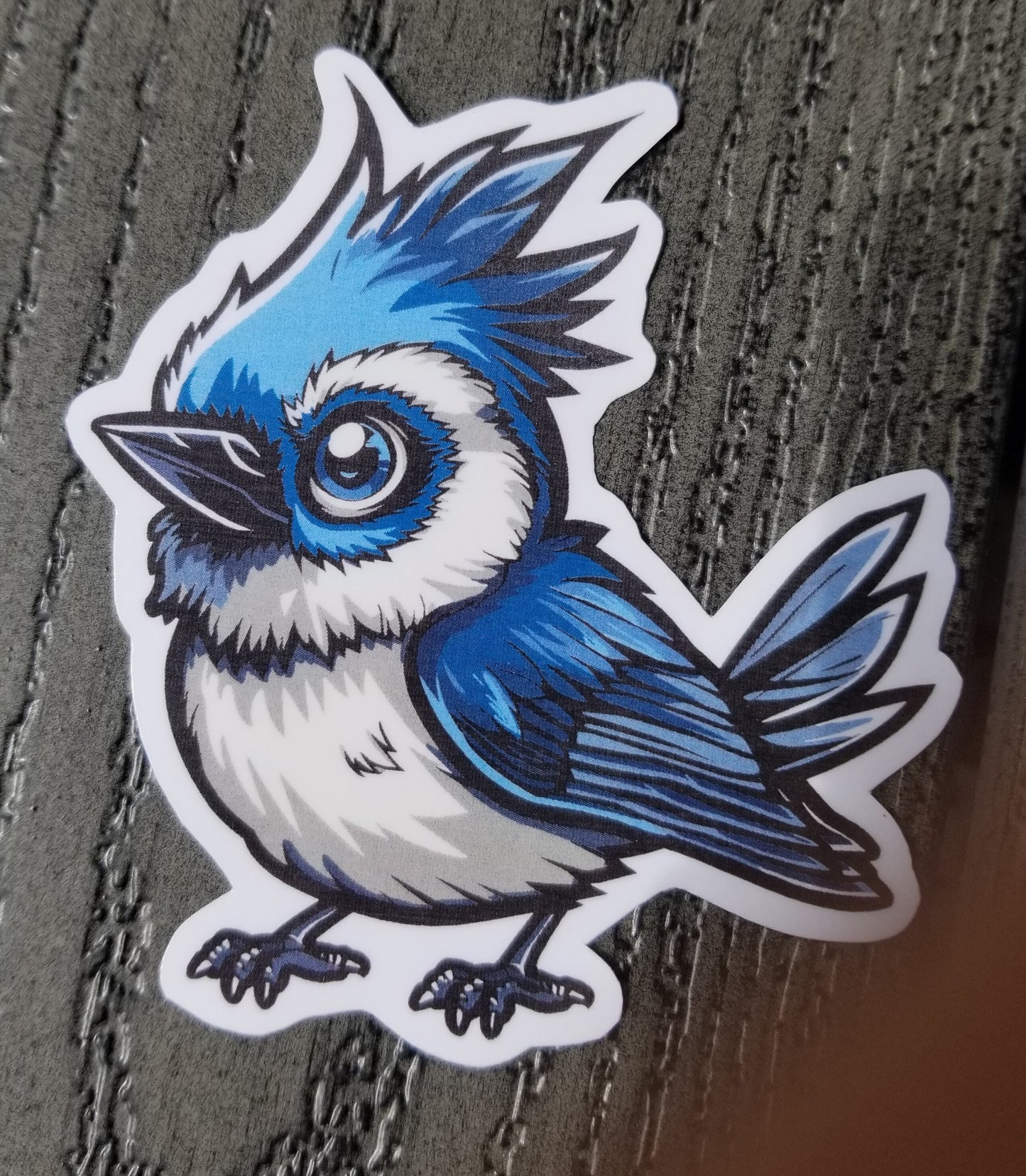 Blue bird vinyl sticker 3 inches, water resistant decal, bluejay, cute bird, bird lover, cartoon bird