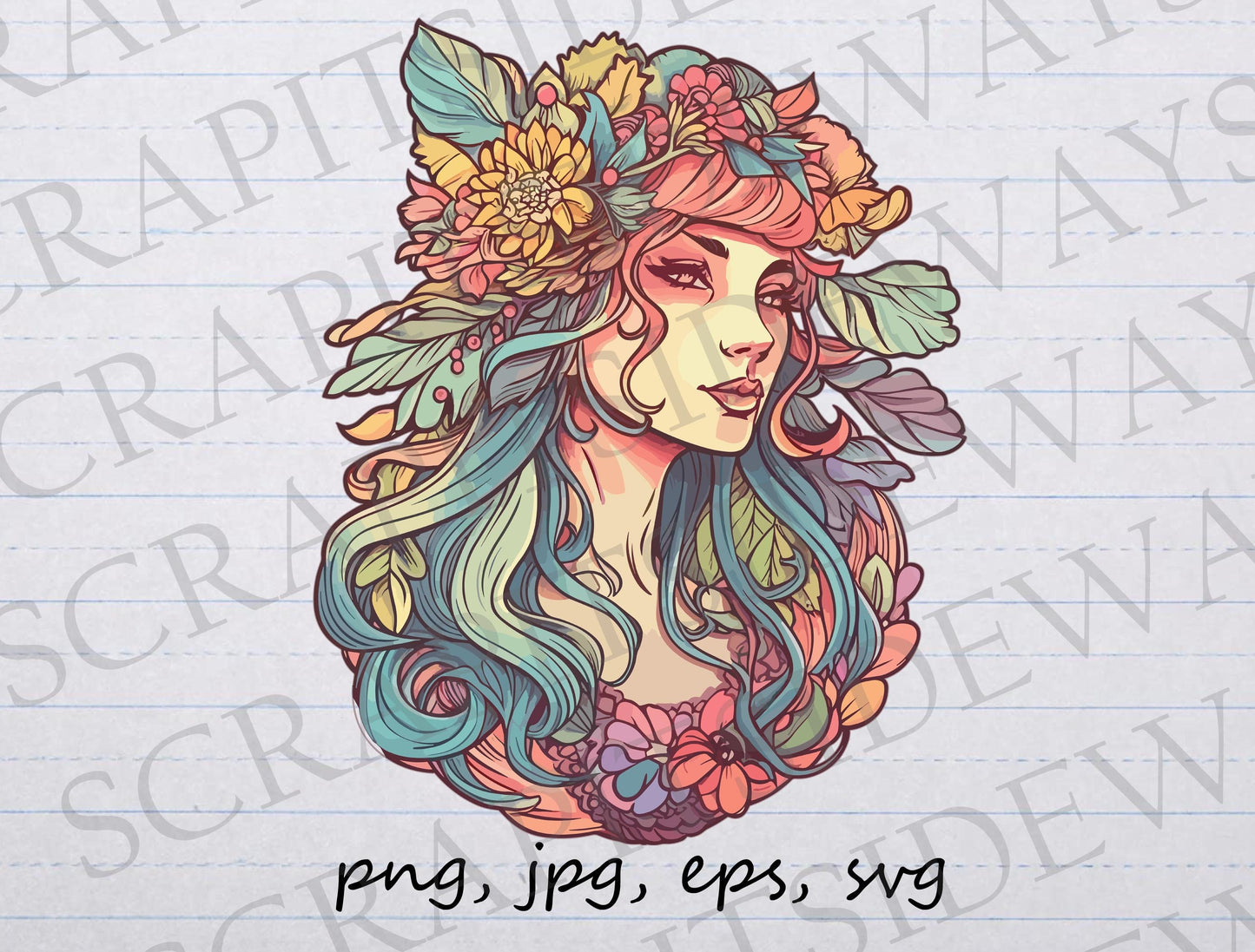 Boho fairy clipart vector graphic svg png jpg eps t-shirt design fall fairy beautiful fairy