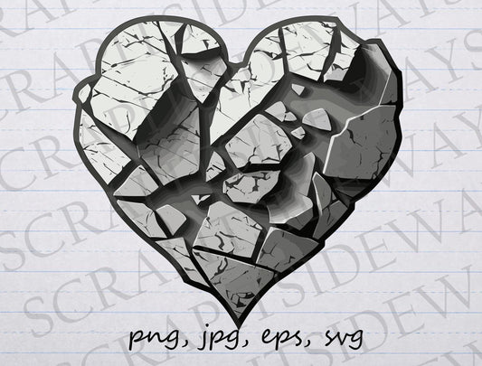 Heart made of stone clipart vector graphic svg png jpg eps heart of stone rock heart t-shirt design sticker design element