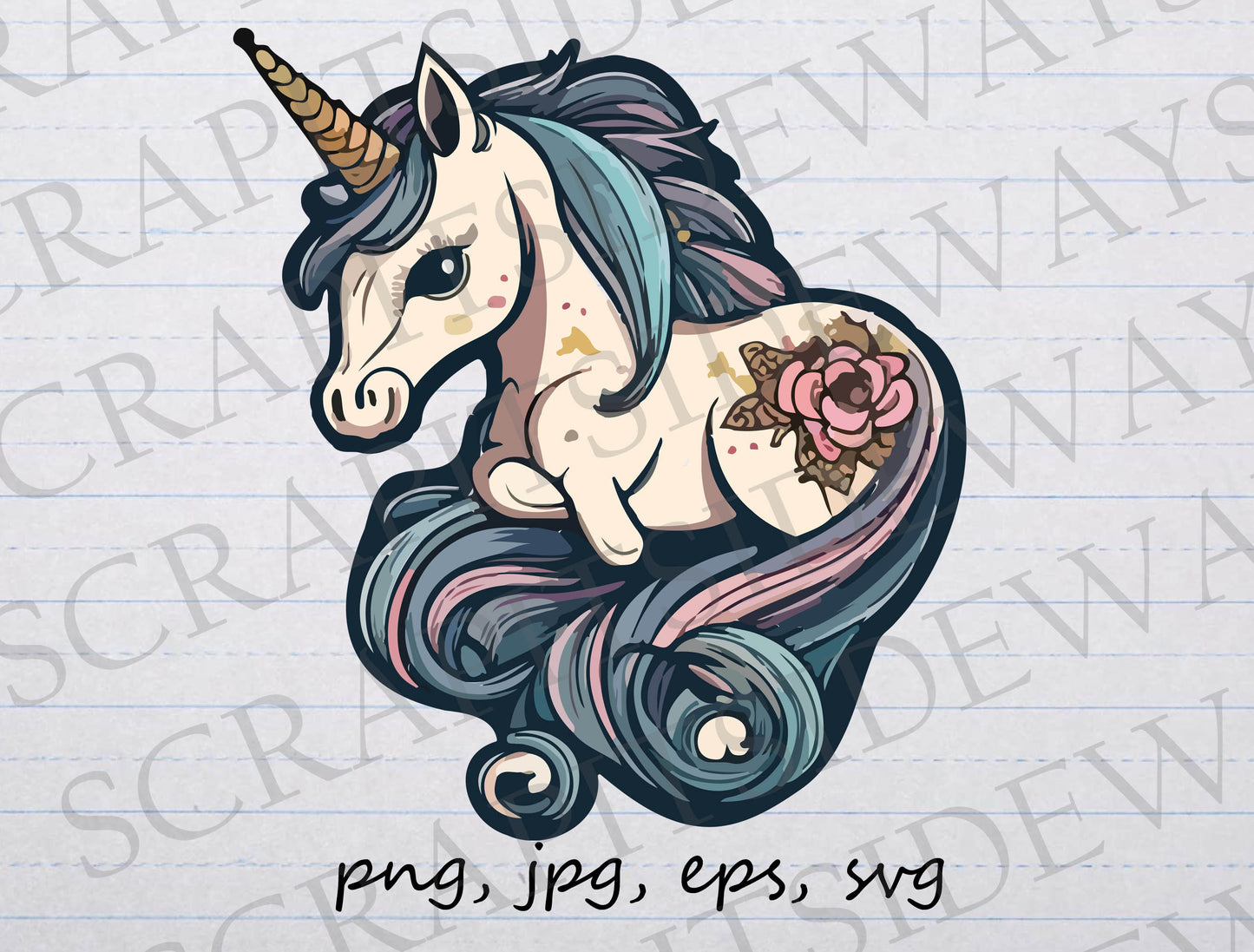 Cute unicorn clipart vector graphic svg png jpg eps magical creature