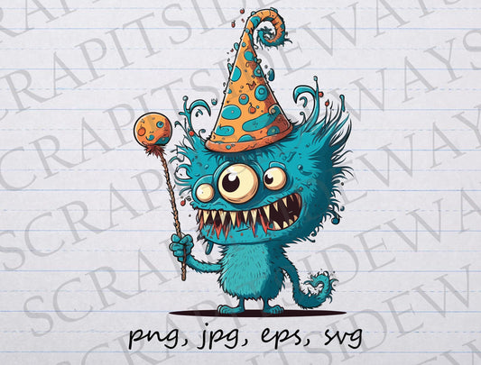 party animal clipart vector graphic svg png jpg eps birthday birthday creature monster