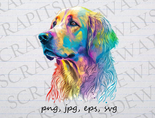 colorful golden retriever clipart vector graphic svg png jpg eps dog puppy