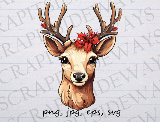 Christmas deer clipart clip art vector graphic svg png jpg eps t-shirt design christmas fawn, holiday deer, xmas deer, xmas fawn